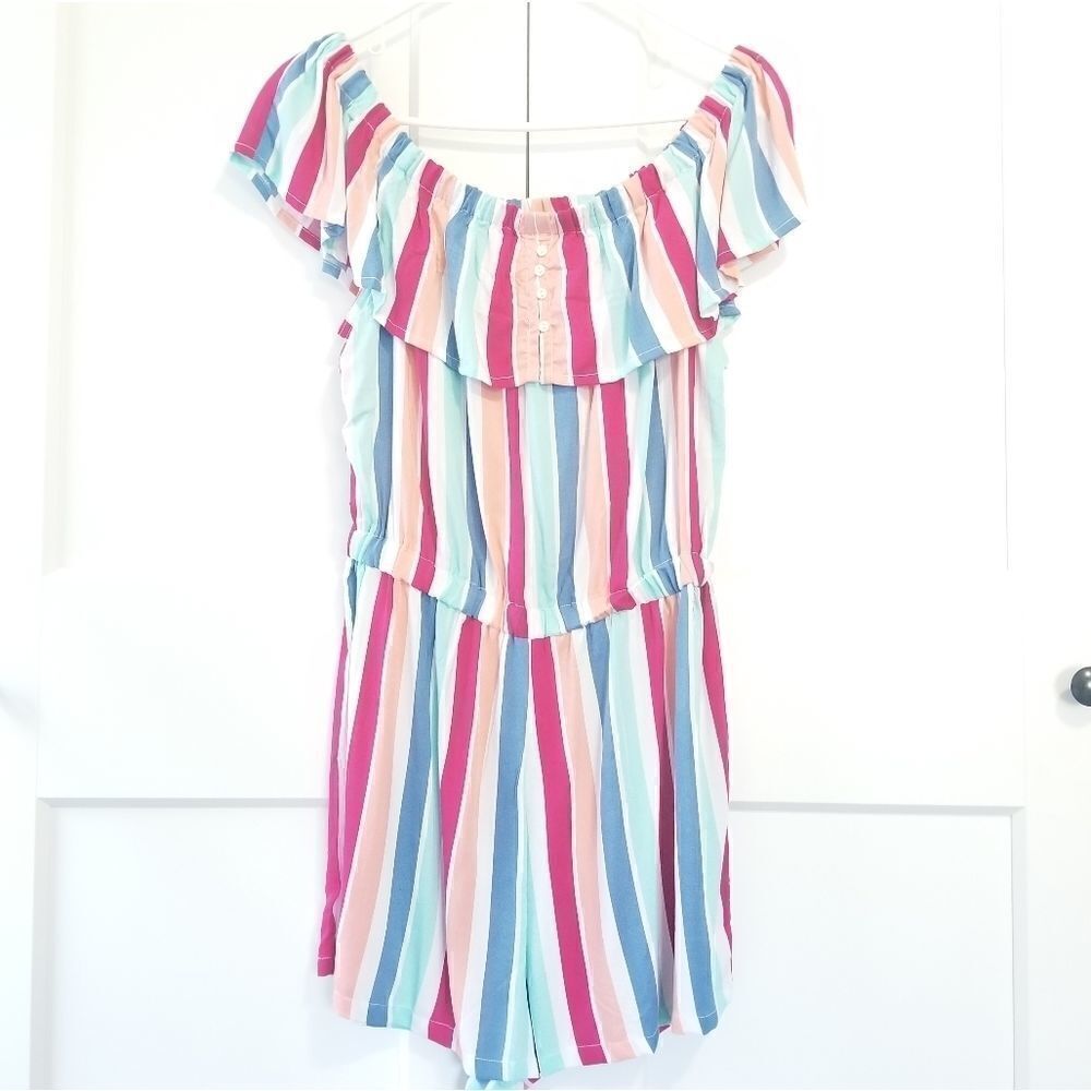 Derek striped off the shoulder romper